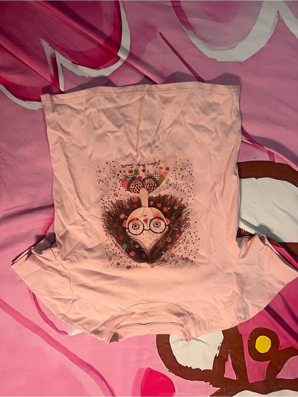 Women’s Pink Graphic Short-Sleeve Tee - Cute Illustration